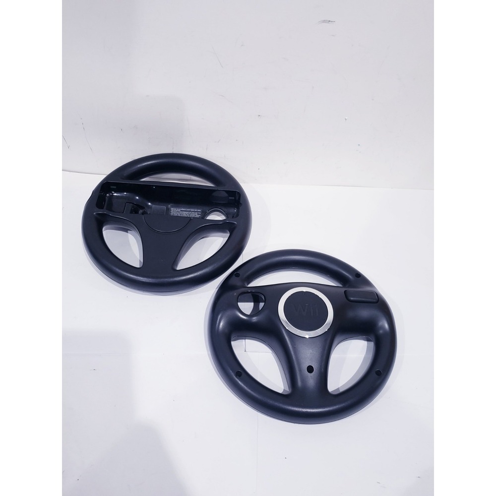 Lot of 2 OEM Black Nintendo Wii Steering Wheel Controller Mario Kart RVL-024